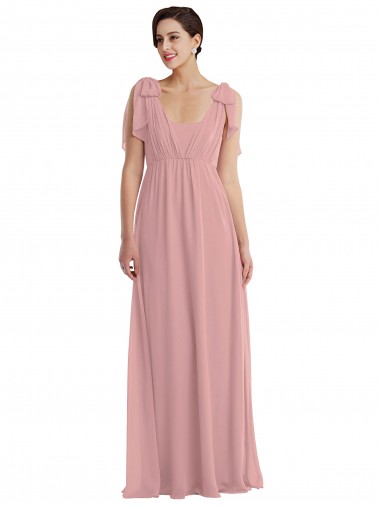 Buy Halter Neck Long Soft Chiffon Dusty Pink Sleeveless Semi Formal Evening Dress UK