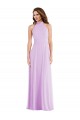 Buy Halter Neck Long Soft Chiffon Lilac Sleeveless Semi Formal Evening Dress UK