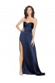 Buy High Neck Long Silky Satin Sapphire Sleeveless Formal Evening Dress UK