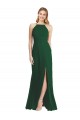 Buy High Neck Long Soft Chiffon Dark Green Sleeveless Semi Formal Evening Dress UK