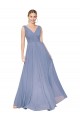 Buy High Neck Long Soft Chiffon Dusty Blue Sleeveless Formal Evening Dress UK