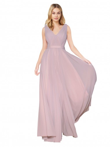 Buy High Neck Long Soft Chiffon Primrose Sleeveless Formal Evening Dress UK