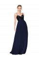 Buy High Neck Long Soft Chiffon & Sequin Dark Navy Sleeveless Semi Formal Evening Gown UK