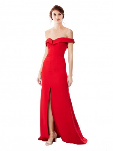 Buy High Neck Long Stretch Crepe Red Sleeveless Formal Evening Dress UK