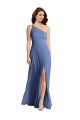 Buy One Shoulder Long Soft Chiffon Windsor Blue Sleeveless Formal Evening Dress UK