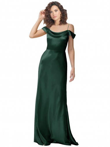 Buy Spaghetti Straps Long Stretch Satin Hunter Sleeveless Formal Evening Dress UK