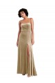 Buy Square Neck Long Stretch Velvet Champagne Sleeveless Formal Evening Dress UK