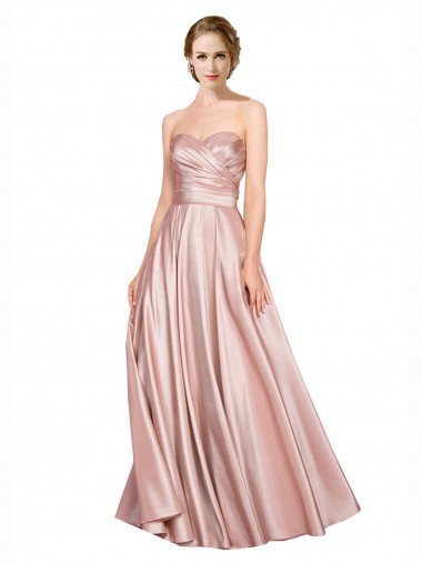 Buy Strapless Long Stretch Satin Sleeveless Black Tie Evening Dress UK