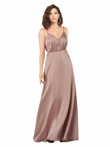 Buy Sweetheart Long Silky Satin Dusty Pink Sleeveless Formal Evening Dress UK