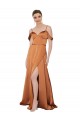 Buy Sweetheart Long Silky Satin Orange Cold Shoulder Formal Evening Dress UK