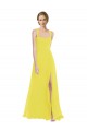 Buy Sweetheart Long Soft Chiffon Yellow Sleeveless Semi Formal Evening Dress UK