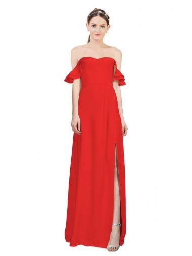 Buy Sweetheart Long Stretch Crepe Red Sleeveless Formal Evening Dress UK