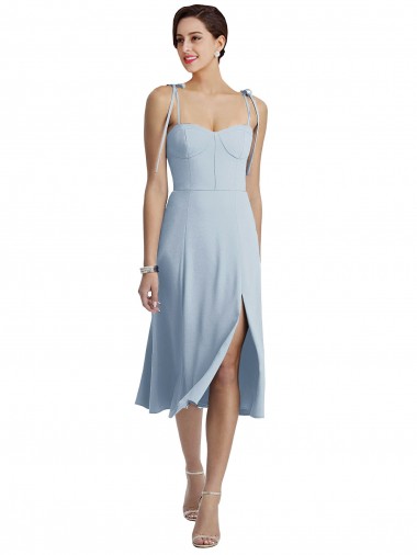 Buy Sweetheart Midi Length Stretch Crepe Light Sky Blue Sleeveless Evening Dress UK