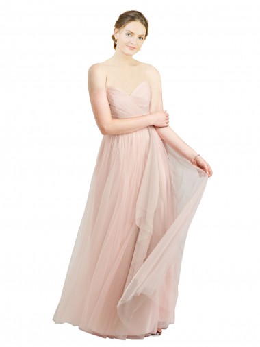 Buy Sweetheart Long Tulle Pink Sleeveless Evening Dress UK