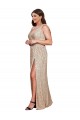 Buy V-Neck Long Sequin Gold Sleeveless Black Tie Plus Size Evening Dress UK