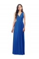 Buy V-Neck Long Soft Chiffon Royal Blue Sleeveless Semi Formal Evening Dress UK