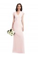 Buy V-Neck Long Stretch Crepe Pink Cap Sleeves Formal Evening Dress UK