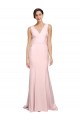 Buy V-Neck Sweep Train Stretch Crepe Pink Sleeveless Semi Formal Evening Dress UK