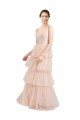 Buy V-Neck Long Tulle Pink Sleeveless Semi Formal Evening Dress UK