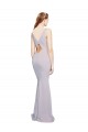 Buy V-Neck Long Stretch Crepe Arctic Lilac Sleeveless Formal Evening Dress UK