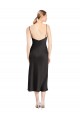 Buy Cowl Neck Midi Length Stretch Satin Black Sleeveless Formal Evening Dress UK