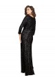 Buy V-Neck Long Sequin Black Long Sleeves Evening Dress UK