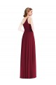 Buy One Shoulder Long Soft Chiffon Burgundy Sleeveless Semi Formal Evening Dress UK