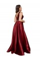 Buy V-Neck Long Satin Burgundy Sleeveless Plus Size Formal Evening Dress UK