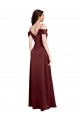 Buy V-Neck Long Stretch Satin Burgundy Gold Sleeveless Evening Gown UK