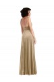 Buy Square Neck Long Stretch Velvet Champagne Sleeveless Formal Evening Dress UK