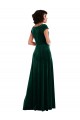 Buy Cowl Neck Long Stretch Velvet Dark Green Cap Sleeves Black Tie Evening Dress UK