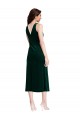 Buy Cowl Neck Midi Length Stretch Velvet Dark Green Sleeveless Evening Dress UK