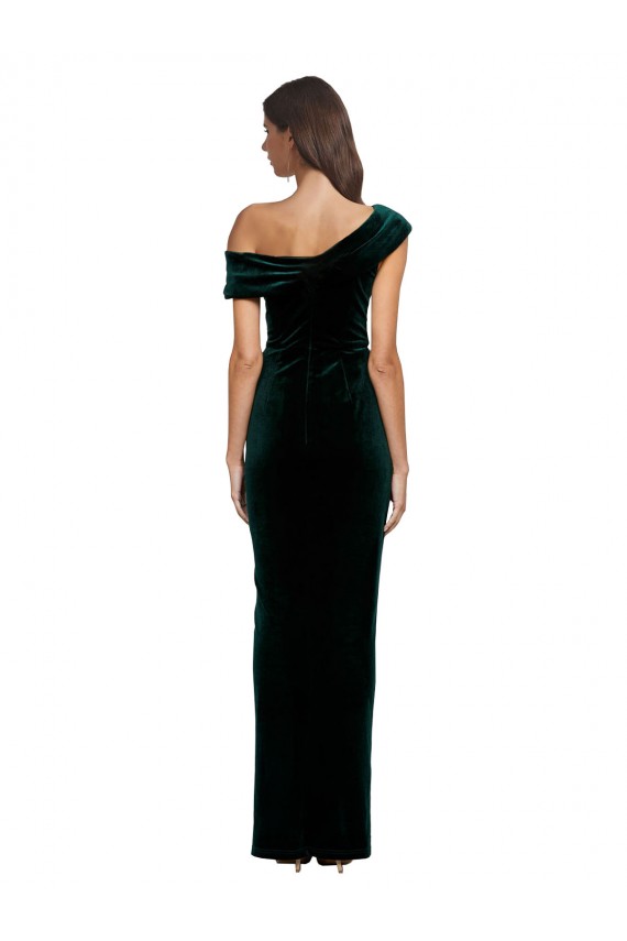 Buy Sweetheart Long Stretch Velvet Dark Green Sleeveless High Low Evening Dress UK