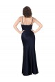 Buy Cowl Neck Long Silky Satin Dark Navy Sleeveless Black Tie Evening Dress UK