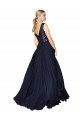 Buy High Neck Long Soft Chiffon & Sequin Dark Navy Sleeveless Semi Formal Evening Dress UK