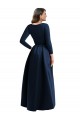 Buy V-Neck Long Spandex Dark Navy Long Sleeves High Low Plus Size Evening Dress UK