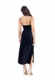 Buy Cowl Neck Midi Length Stretch Velvet Dark Navy Sleeveless Formal Evening Dress UK