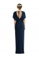 Buy Bateau Neck Long Spandex Dark Navy Short Sleeves Semi Formal Evening Dress UK