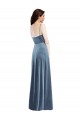 Buy Sweetheart Long Stretch Velvet Dusty Blue Sleeveless Semi Formal Evening Dress UK