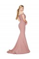 Buy High Neck Sweep Train Stretch Crepe Dusty Pink Sleeveless Formal Evening Dress UK