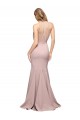 Buy High Neck Sweep Train Stretch Crepe Dusty Pink Sheath Sleeveless Formal Evening Dress UK