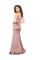 Buy V-Neck Long Silky Satin Dusty Pink Sleeveless Black Tie Evening Dress UK