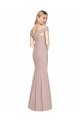 Buy Off the Shoulder Long Stretch Crepe Dusty Pink Sleeveless Semi Formal Evening Dress UK