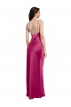 Buy V-Neck Long Stretch Satin Fuchsia Sleeveless Formal Evening Dress UK