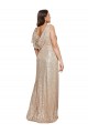 Buy V-Neck Long Sequin Gold Sleeveless Black Tie Plus Size Evening Dress UK