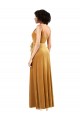 Buy V-Neck Long Stretch Velvet Gold Sleeveless Black Tie Evening Dress UK