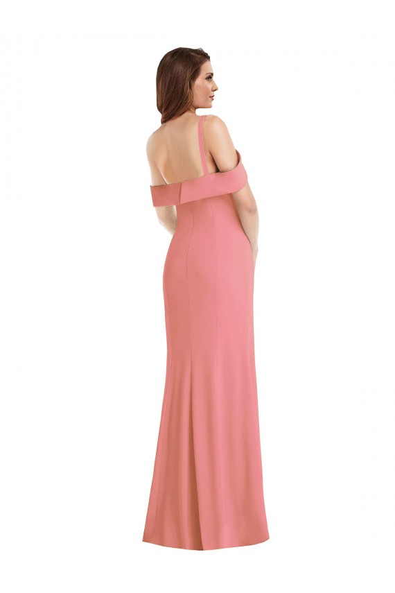 Buy One Shoulder Long Stretch Crepe Hot Pink Sleeveless Semi Formal Evening Dress UK