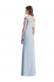 Buy V-Neck Long Stretch Crepe Light Sky Blue Sleeveless Black Tie Evening Dress UK