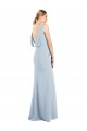 Buy Bateau Neck Long Stretch Crepe Light Sky Blue Sleeveless Semi Formal Evening Dress UK