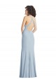 Buy High Neck Long Stretch Crepe Light Sky Blue Sleeveless Formal Evening Gown UK